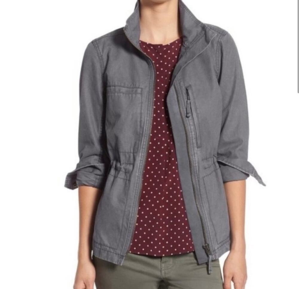 Madewell Fleet Utility Jacket XS Gray Womens Cotton Military Style Pockets C3394